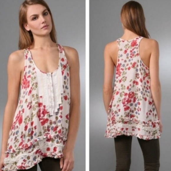Free People | Floral Ruffle Racerback Tank Small - Picture 6 of 7